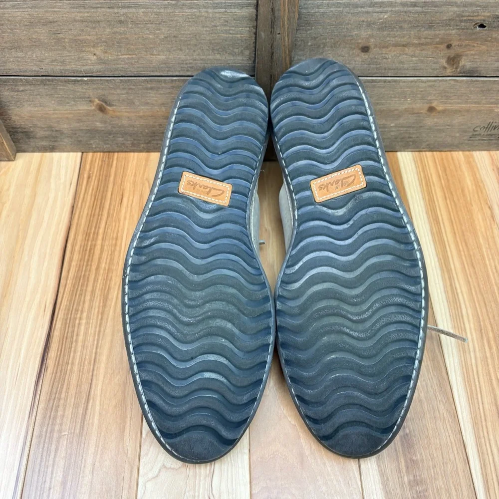 Clarks Grafted Sail Boat Shoe Gray Perforated Leather Men’s Sz 10.5